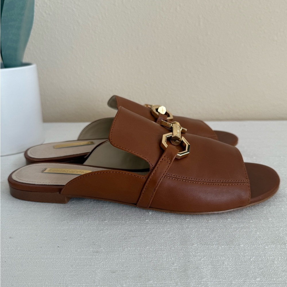 Louise et Cie Caila Brown Leather Slide Sandals